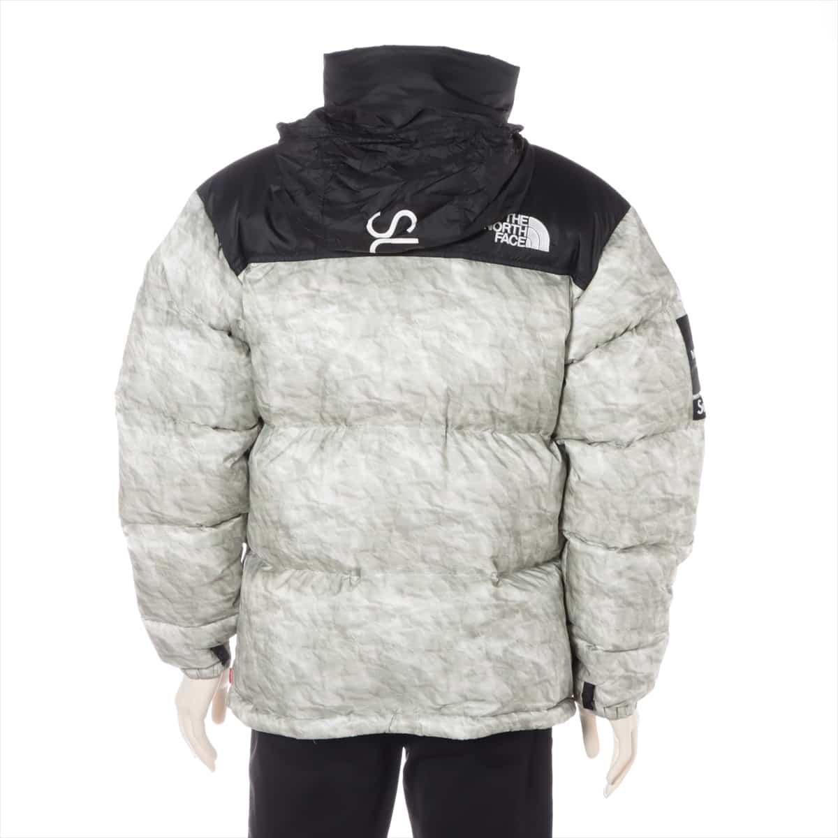 SUPREME × THE NORTH FACE 19AW Nylon Down jacket M Men's Grey  ND91806I Paper Print Nuptse Can be stored in the hood
