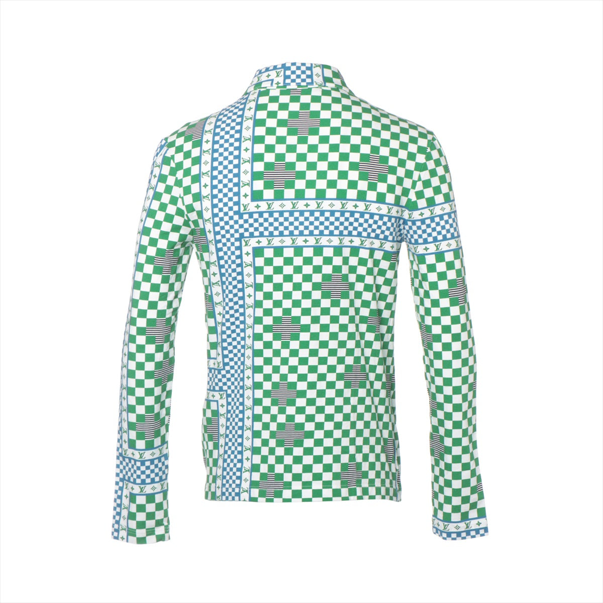 Louis Vuitton 22SS Cotton & Polyurethane Shirt M Men's Green x blue  pleated slim jersey RM221