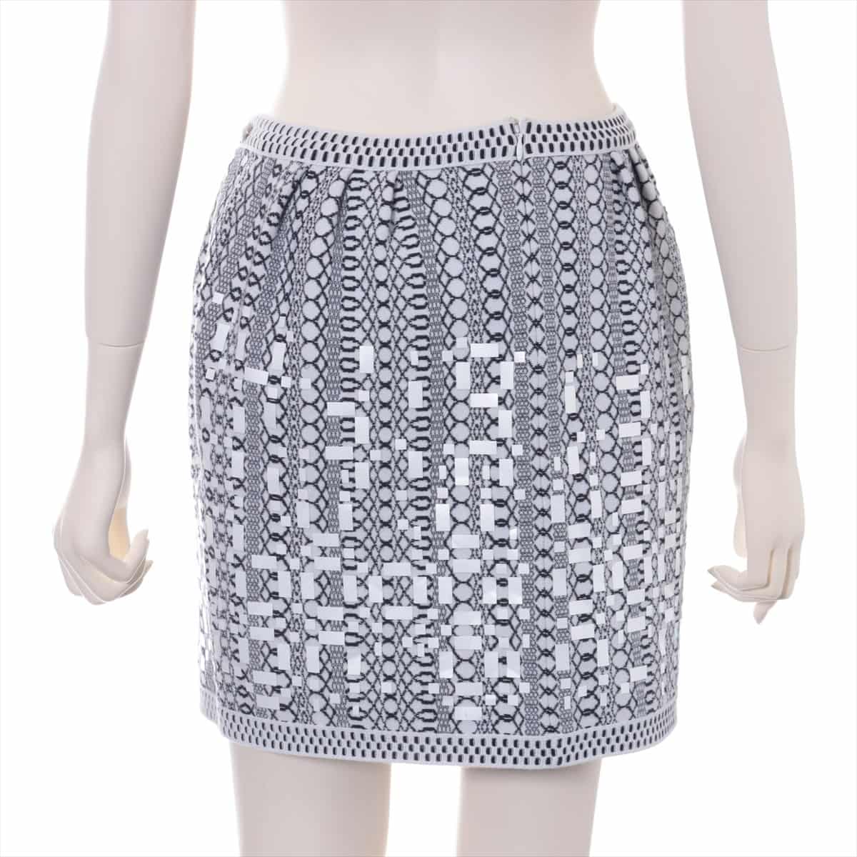 Chanel Coco Mark P47 Cotton & nylon Knit Skirt 38 Ladies' White  Stained