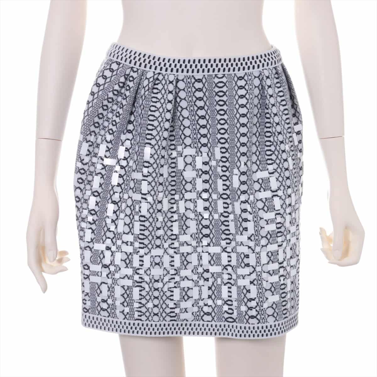 Chanel Coco Mark P47 Cotton & nylon Knit Skirt 38 Ladies' White  Stained
