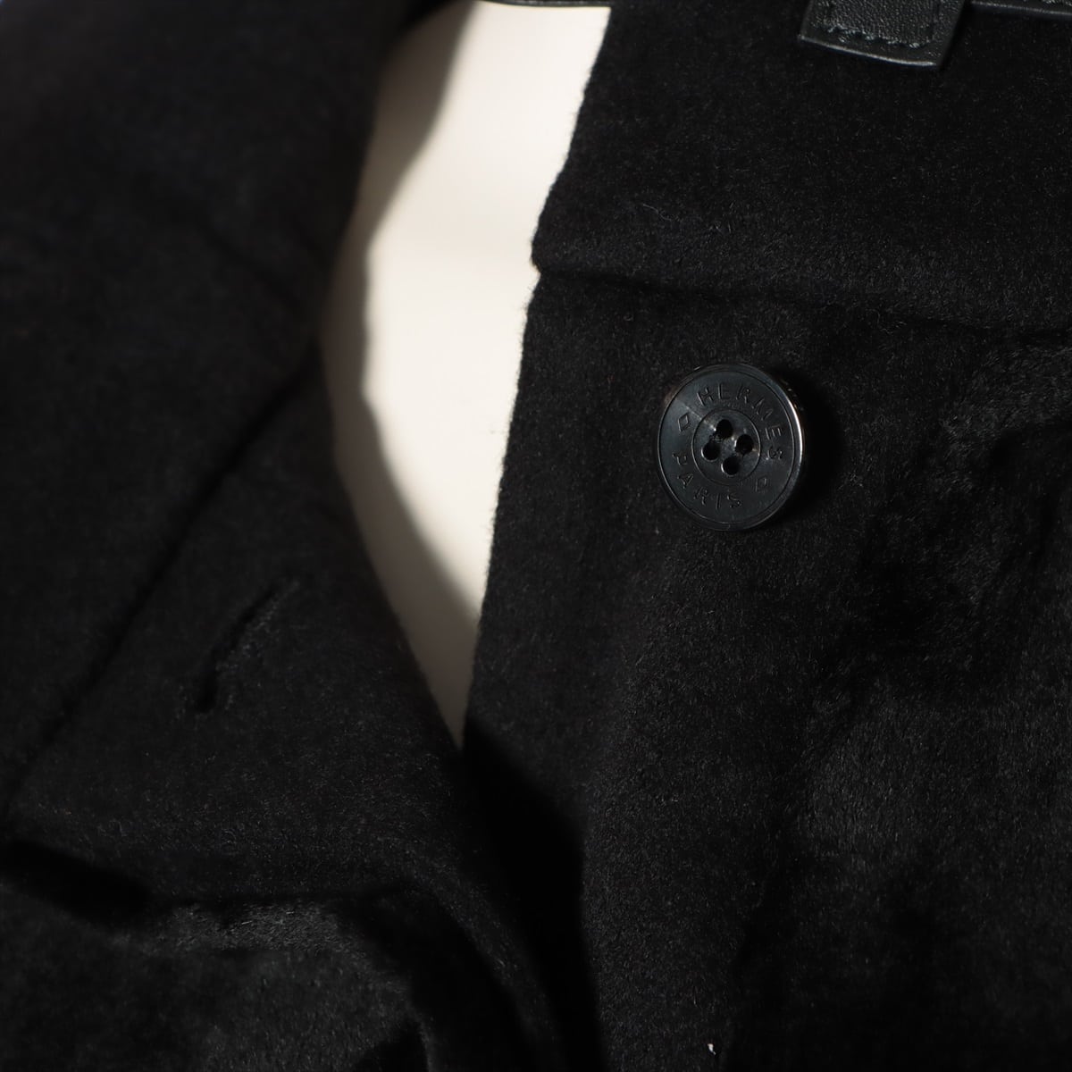 Hermès Cashmere x leather Vest 34 Ladies' Black  Serie button Sheared mink