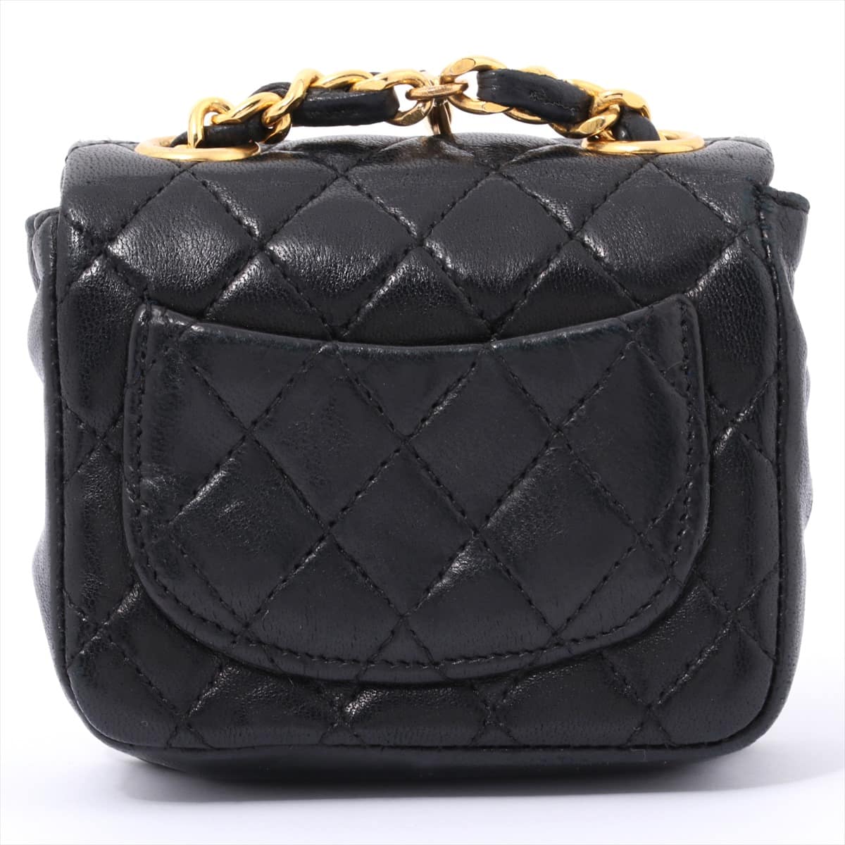 Chanel Mini Mini Matelasse Leather Hand bag Black Charm