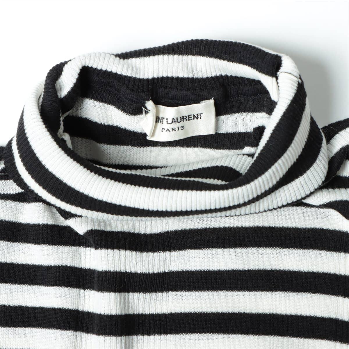 Saint Laurent Paris Cotton Turtleneck Knit S Men's Black × White