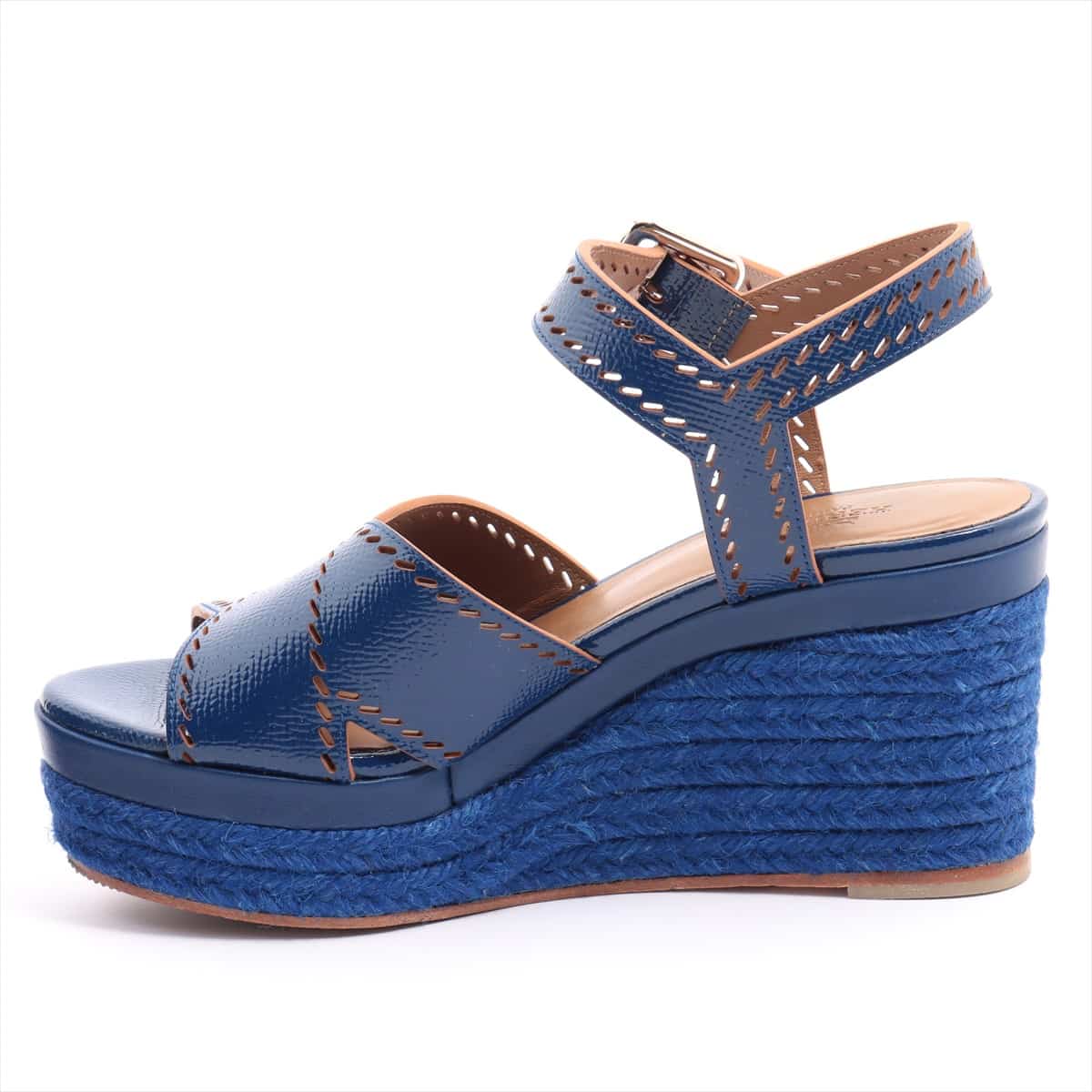 Hermès Patent leather Wedge Sole Sandals 35 Ladies' Blue