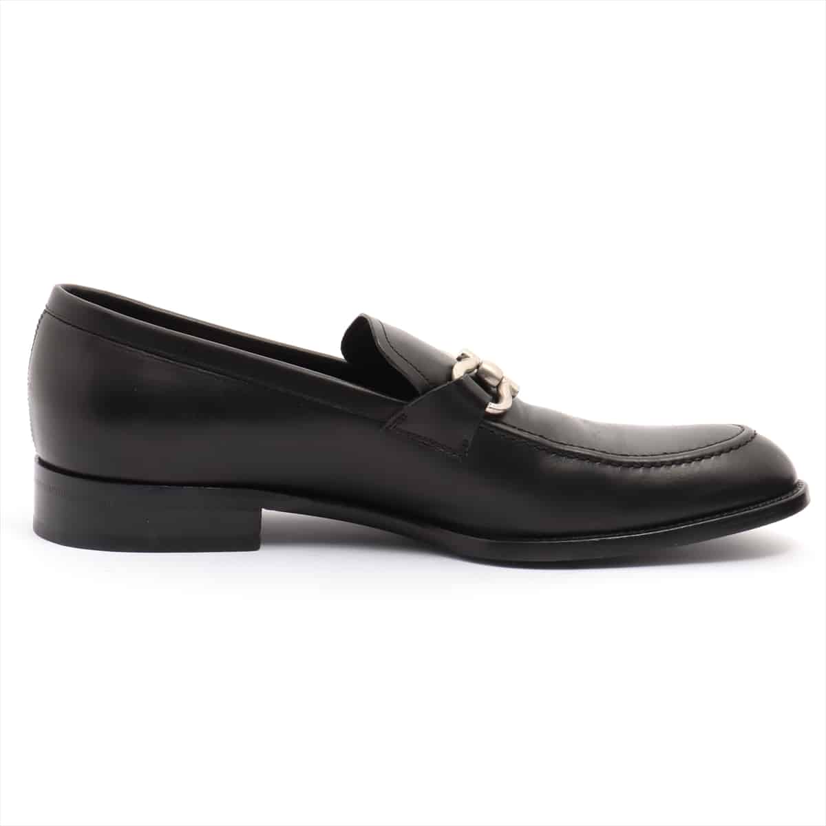Ferragamo Leather Loafer 8 Men's Black Gancini