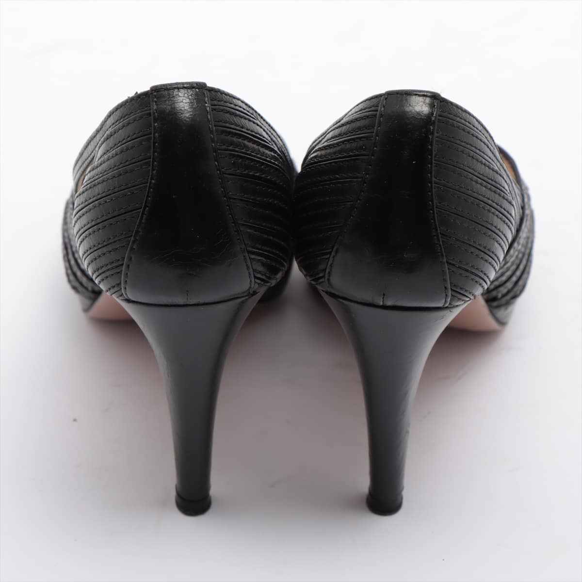 Prada Leather Open-toe Pumps 34 2/1 Ladies' Black