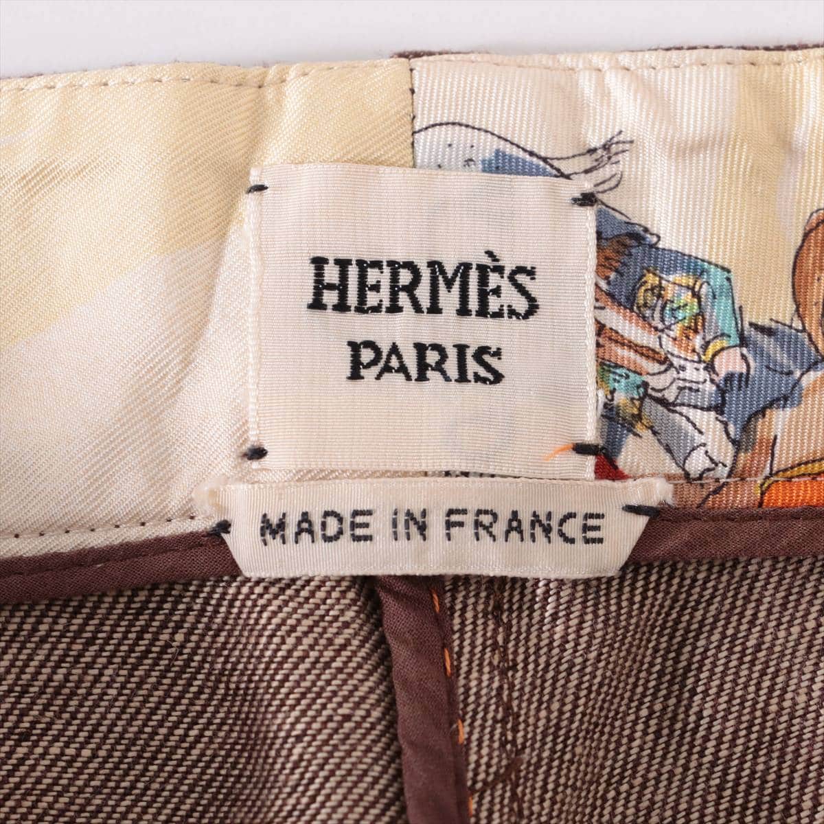 Hermès Linen Denim pants 34 Ladies' Brown  Serie button