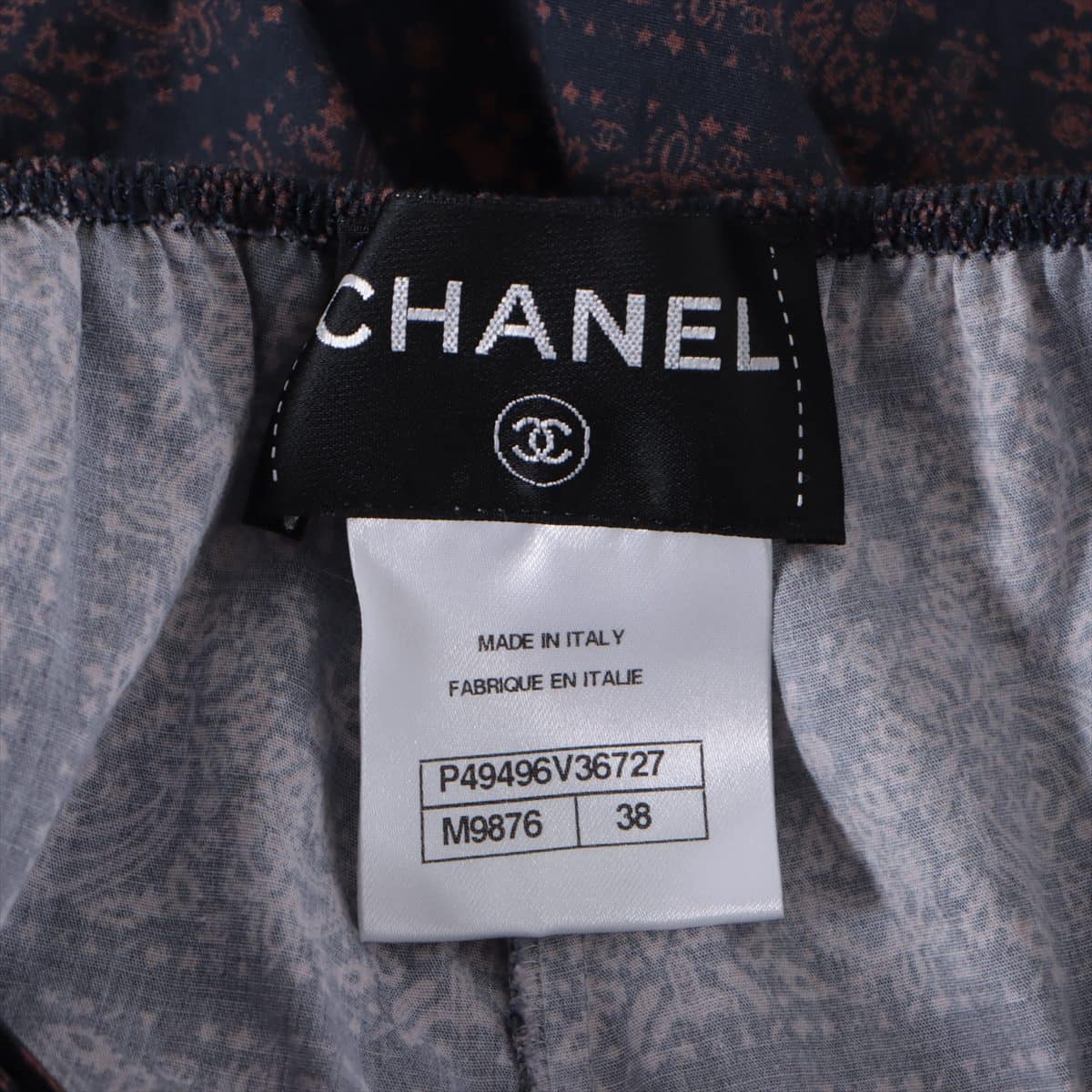 Chanel P49 Cotton & polyurethane Dress 38 Ladies' Navy x brown  Coco Mark halter neck