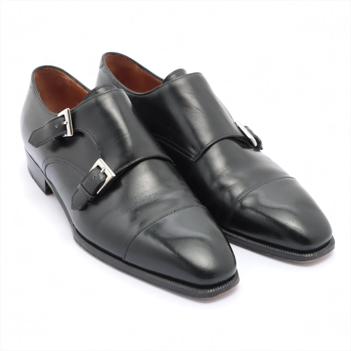 Enzo Bonafe Leather Dress shoes 7 Men's Black Double monk strap DE CHIRICO Ⅱ