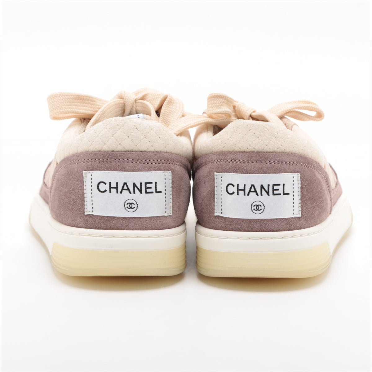 Chanel Coco Mark Matelasse Suede Sneakers 39 Ladies' Beige×Pink G38740