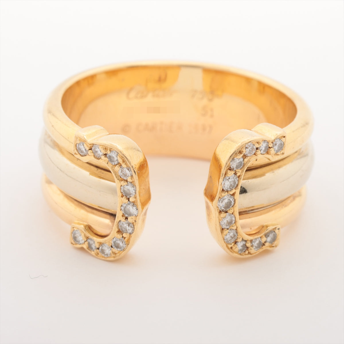 Cartier 2C Diamond Ring 750(YG×PG×WG) 8.0g 51 distortions