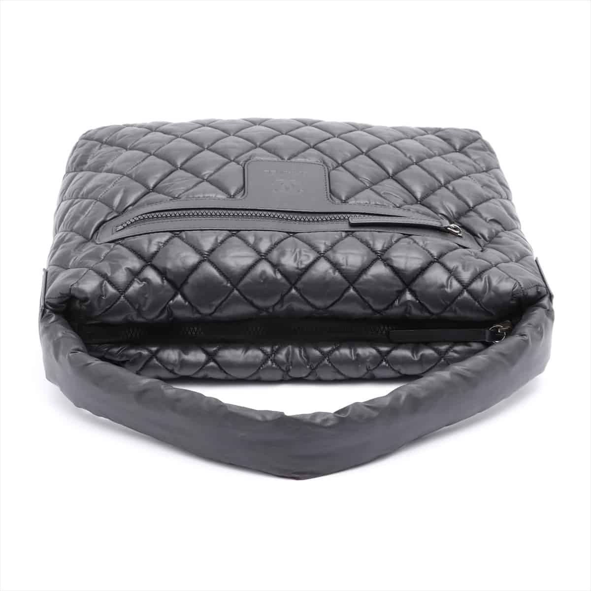 Chanel Coco Cocoon Nylon Hand bag Black Silver Metal fittings 13XXXXXX