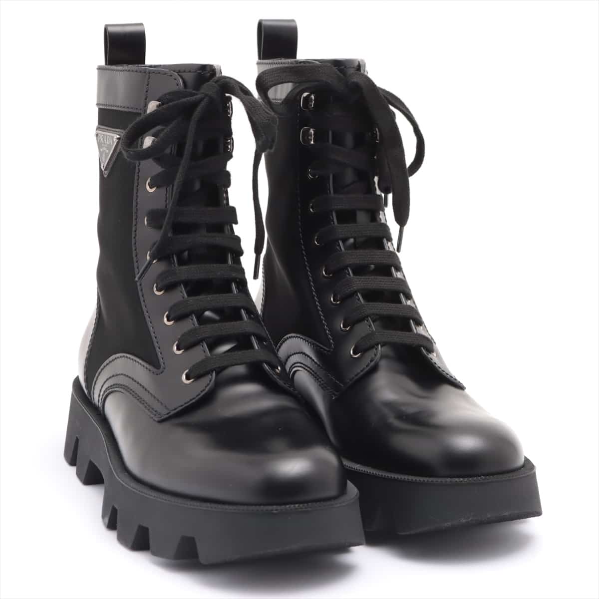 Prada 20SS Nylon & leather Boots 10 Men's Black Combat