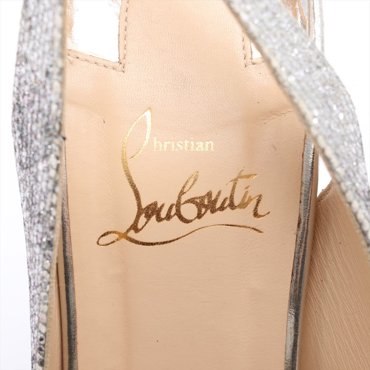 Christian Louboutin Glitter Sandals 38 Ladies' Silver Sole repair