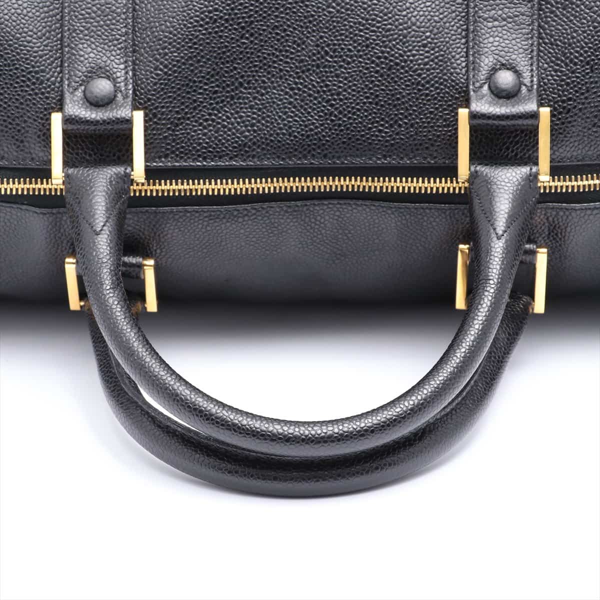 Chanel Coco Mark Caviarskin Boston bag Black Gold Metal fittings 3XXXXXX Pull the zipper