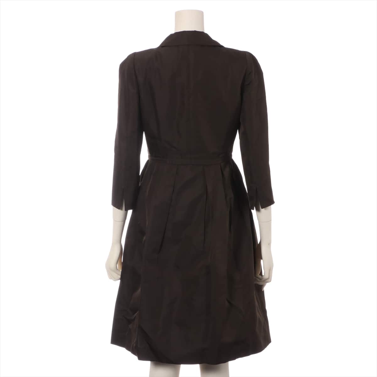 FOXEY Silk Dress 40 Ladies' Brown  25271 jewel button Acne and underarm stains all over