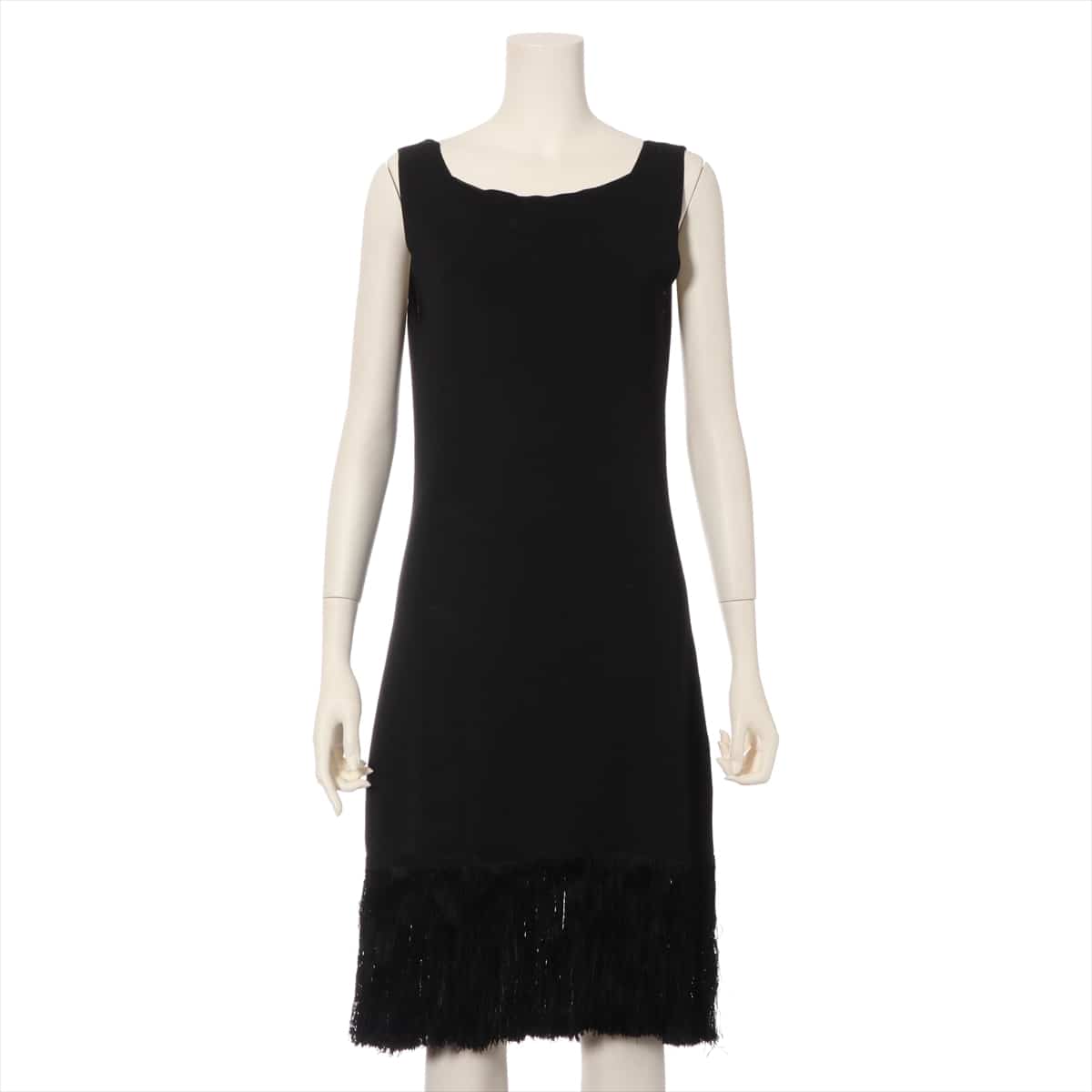Prada Rayon Sleeveless dress 42 Ladies' Black 2012 Fringe