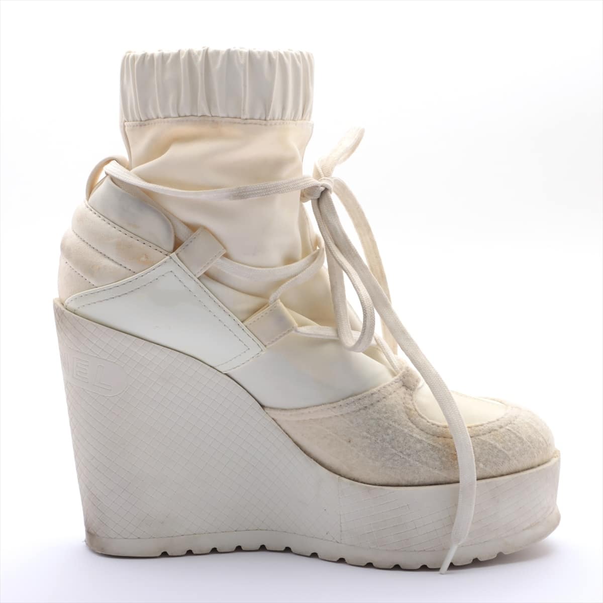 Chanel Coco Mark Fabric Sneakers 38 1/2 Ladies' White