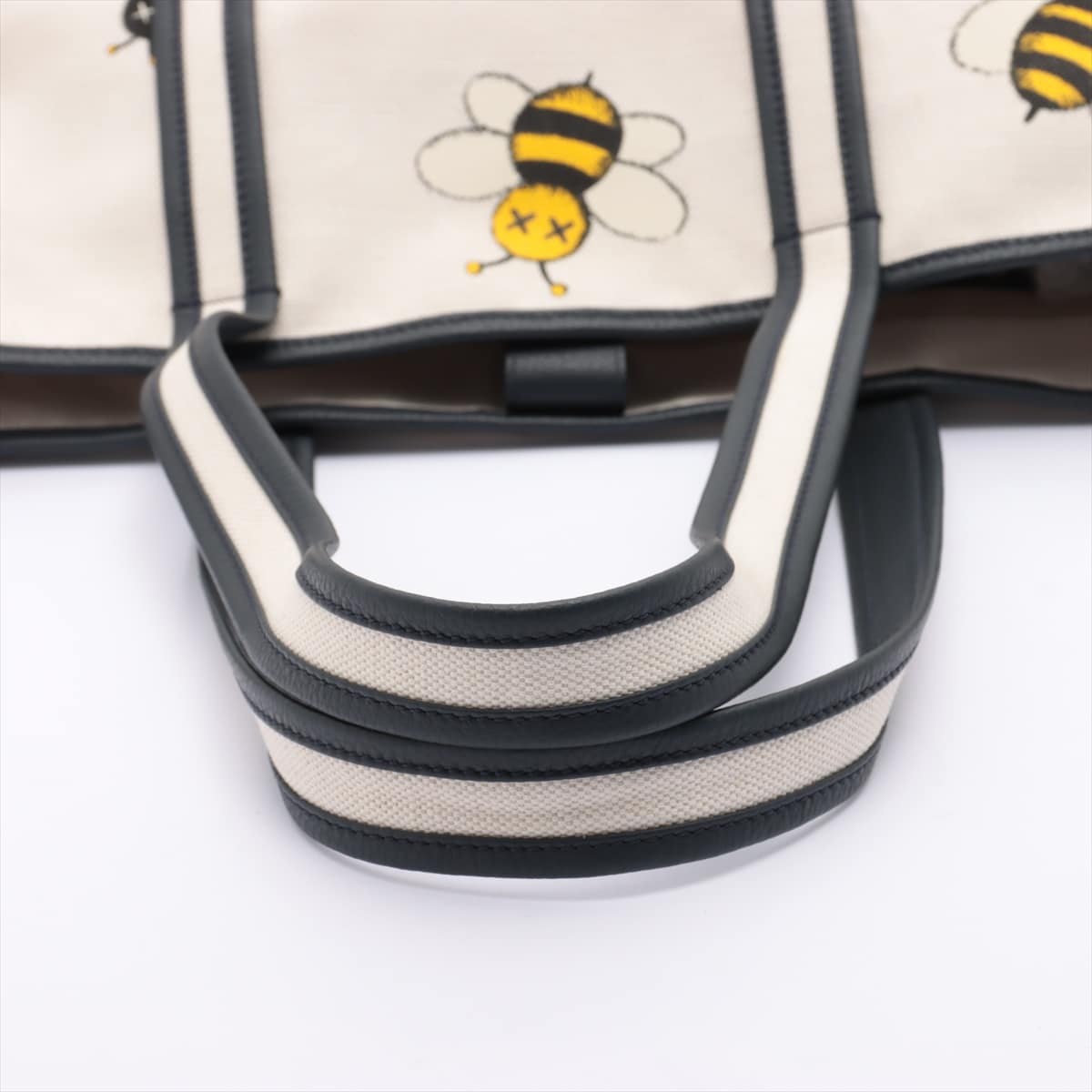 Dior×KAWS Bee Canvas & leather 2 way tote bag Black × White With bearer galleries