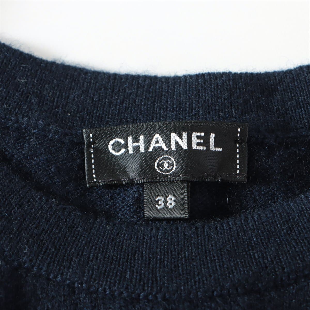 Chanel Coco Button P58 Cashmere Knit dress 38 Ladies' Navy blue
