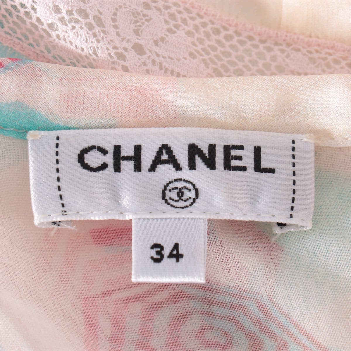 Chanel Coco Button P61 Silk Dress 34 Ladies' White
