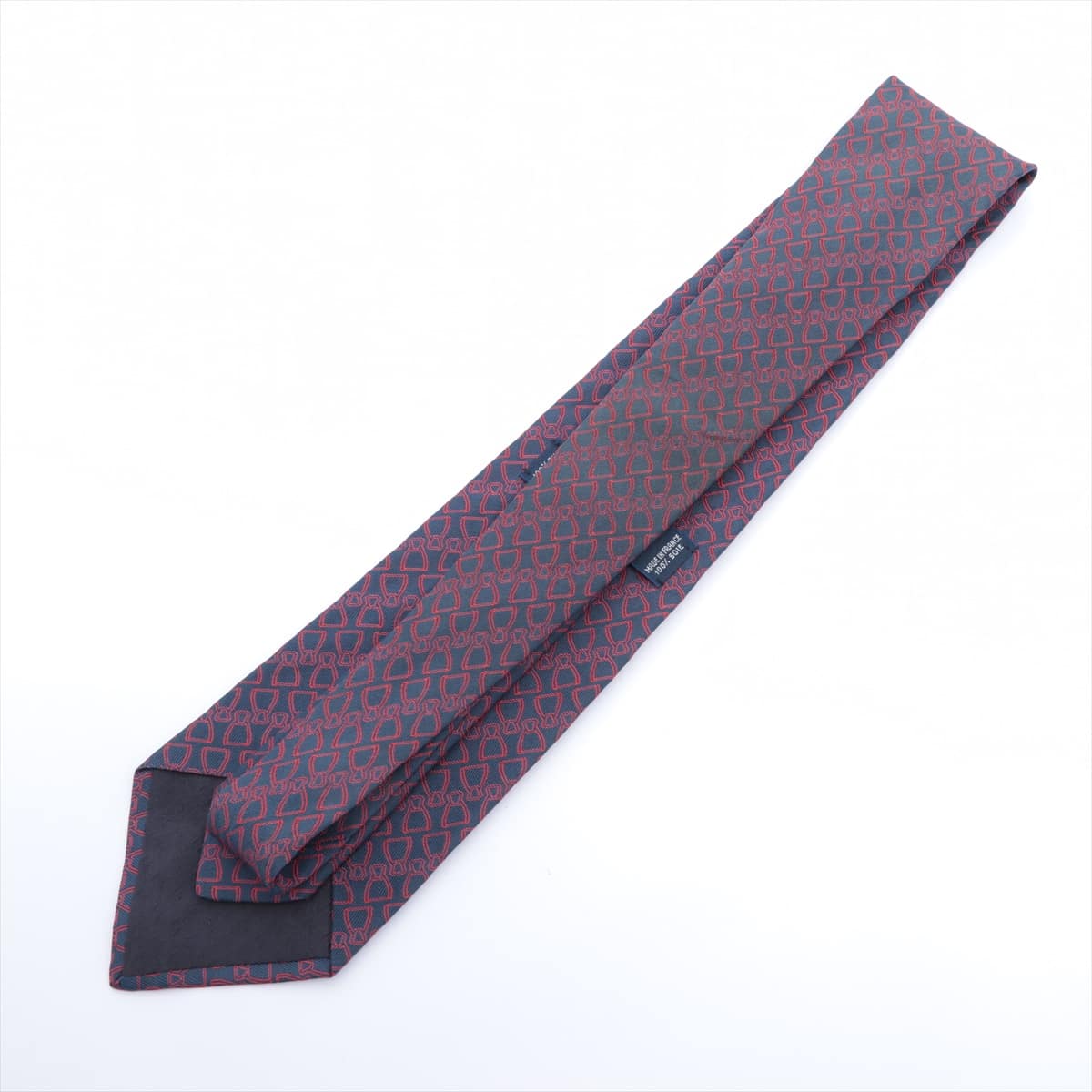 Hermès Necktie Silk Navy x red