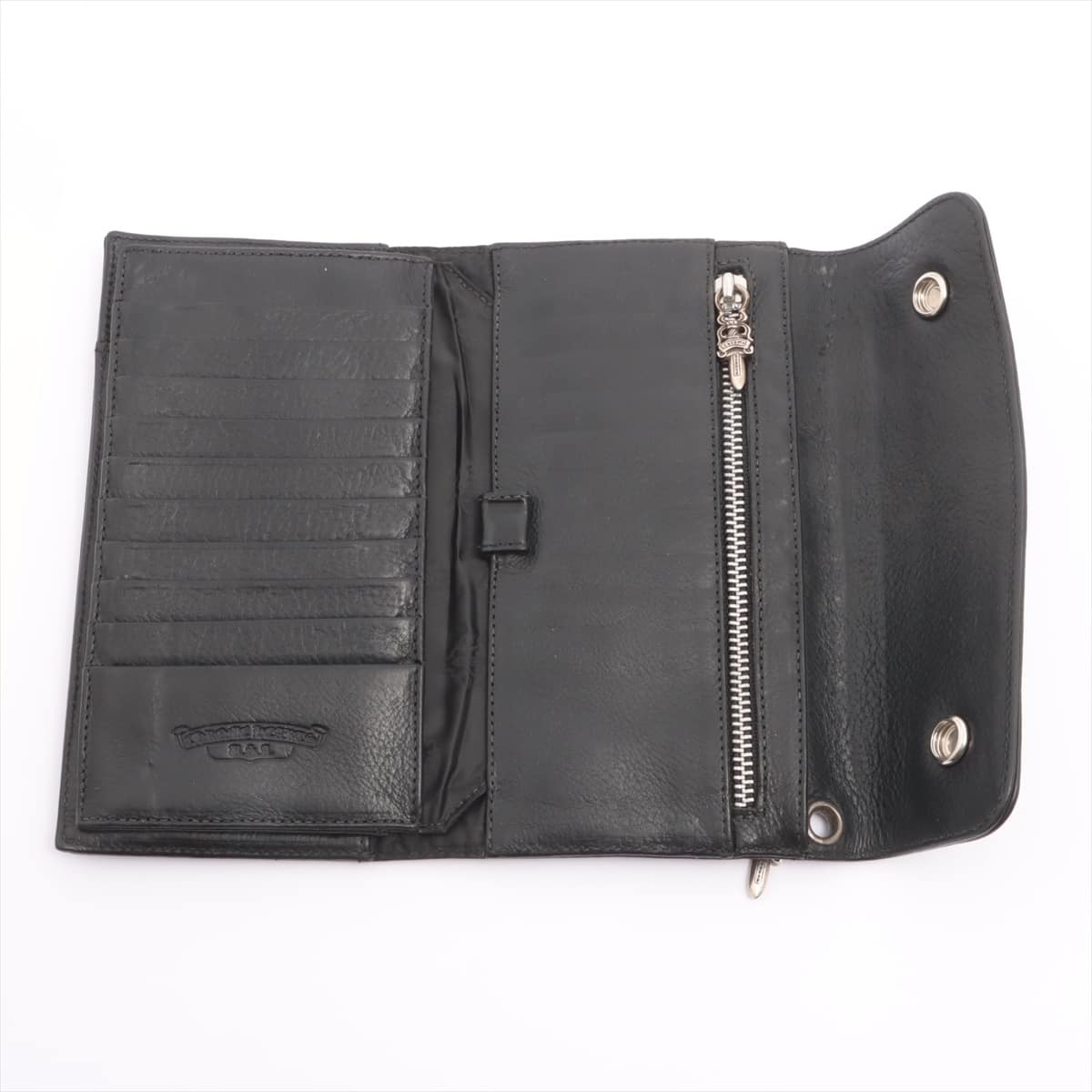 Chrome Hearts Wave Wallet Wallet Leather With invoice Cross button Dagger zip
