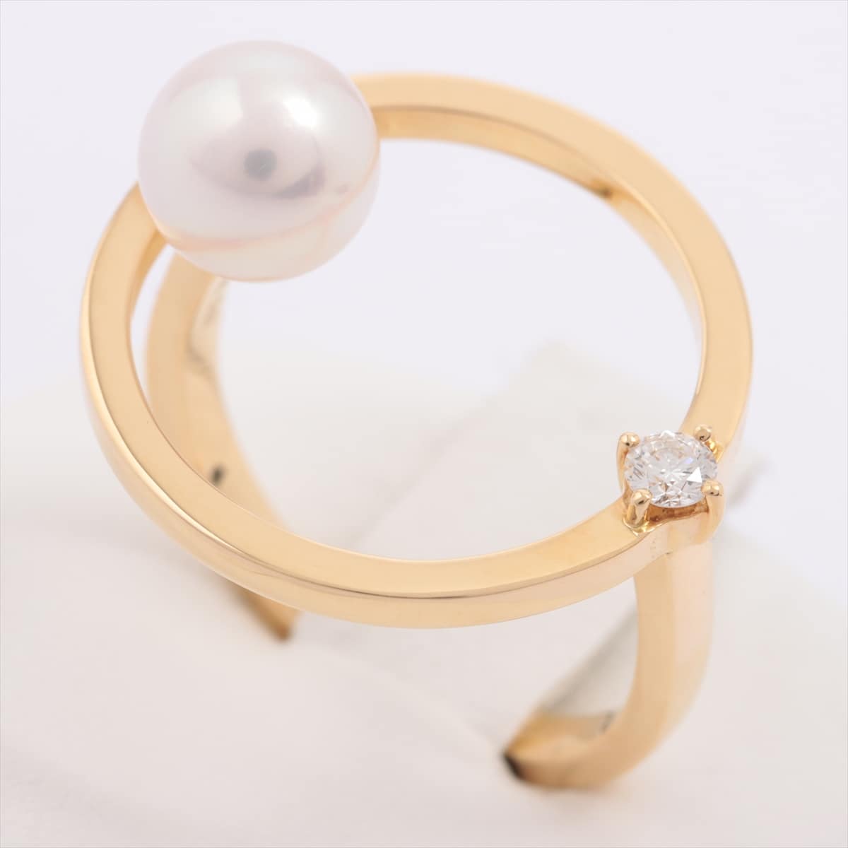 TASAKI Kinetic Pearl diamond rings 750(YG) 5.3g 0.07 about 7.0mm