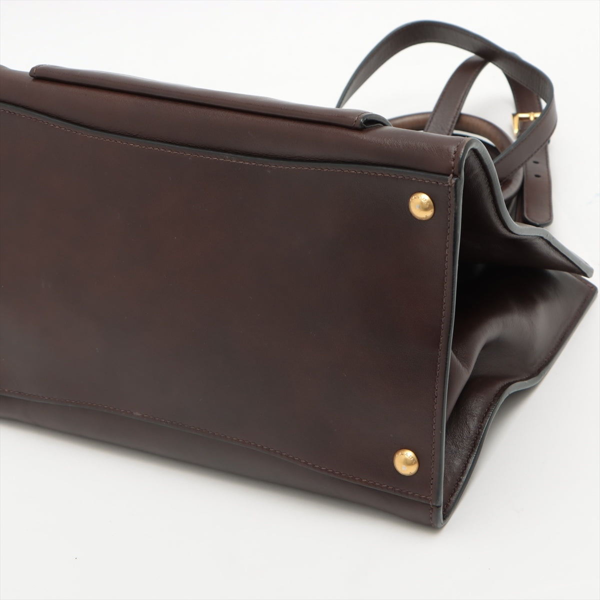 Prada Leather 2 Way Handbag Brown BN2626