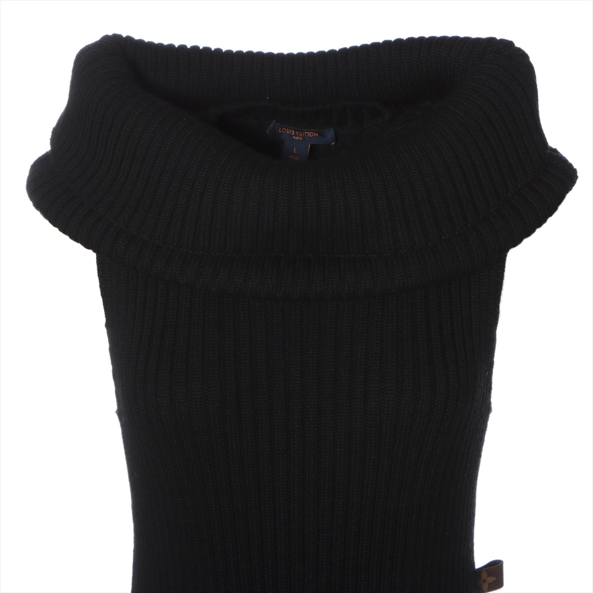 Louis Vuitton 18AW Wool Knit dress L Ladies' Black  RW182W Sleeveless Seal adhesion
