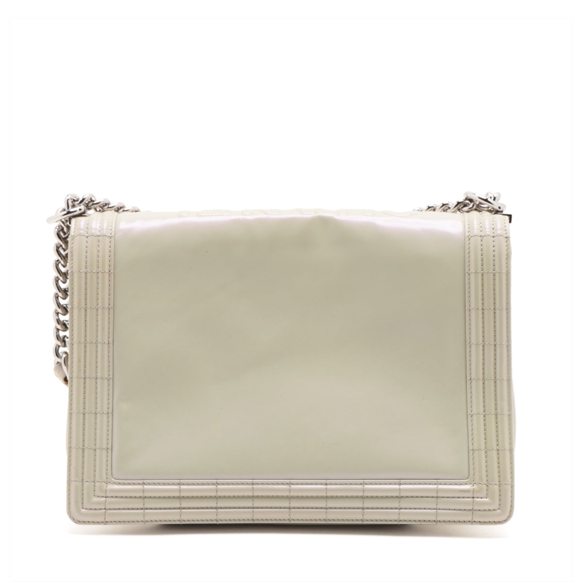 Chanel Boy Chanel Patent Leather Chain Shoulder Bag pearl white Silver Metal Fittings 16XXXXXX