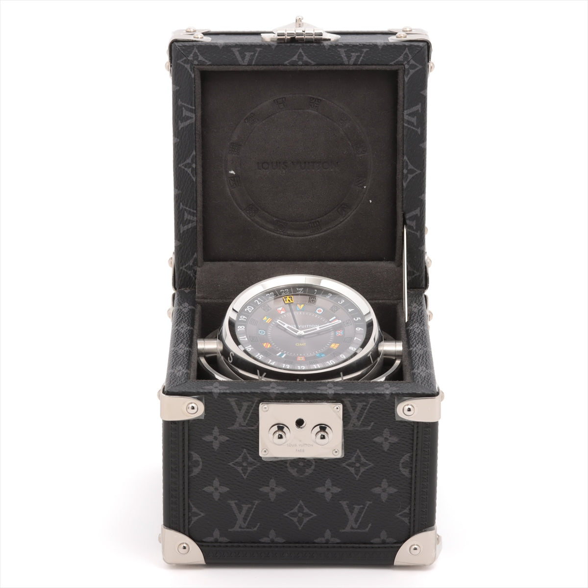 Louis Vuitton Tambour  Dual thyme Table clocks Q1Q030 SS QZ Grey Dial
