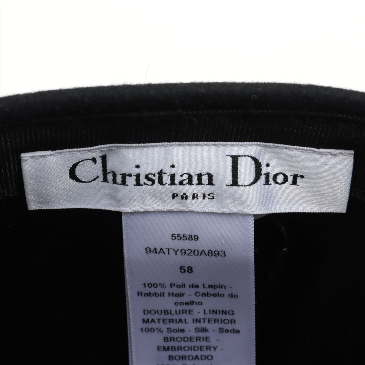 Dior 94ATY920A893 Newsboy Cap Rabbit x silk x polyester Black