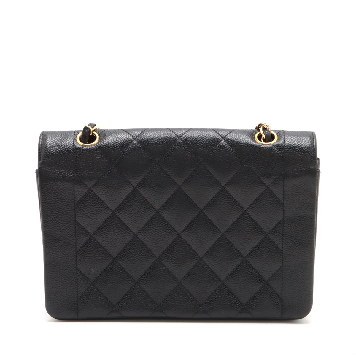 Chanel Matelasse Caviar Skin Single Flap Single Chain Bag Diana Flap Black Gold Metal Fittings 3XXXXXX