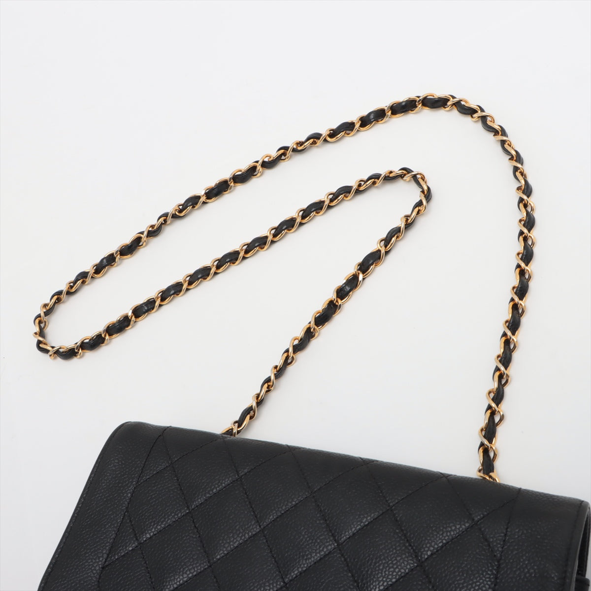 Chanel Matelasse Caviar Skin Single Flap Single Chain Bag Diana Flap Black Gold Metal Fittings 3XXXXXX