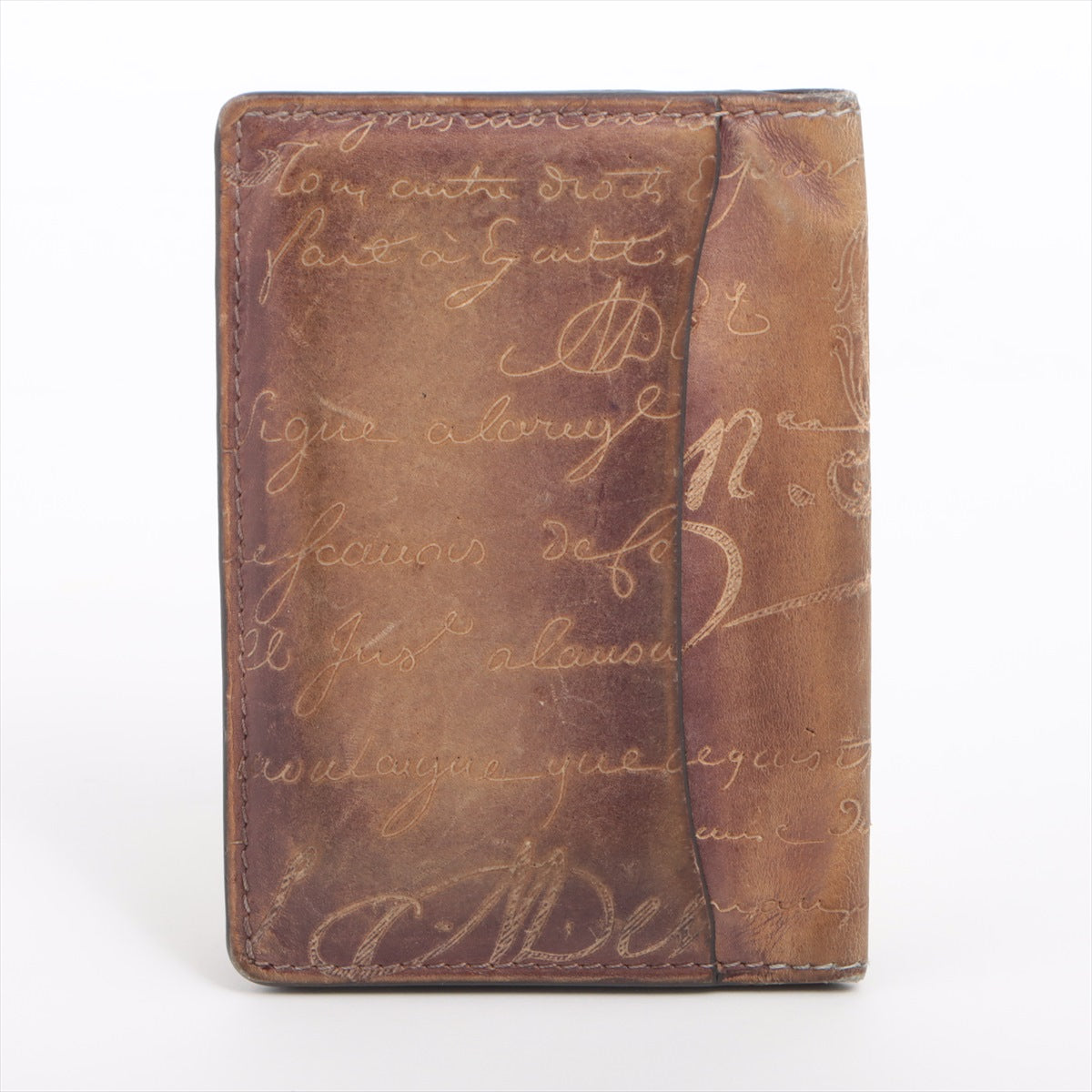 Berluti Calligraphy Leather Card case Brown