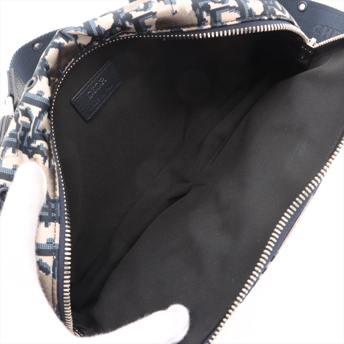 DIOR Saddle Nylon & leather Sling backpack Navy blue