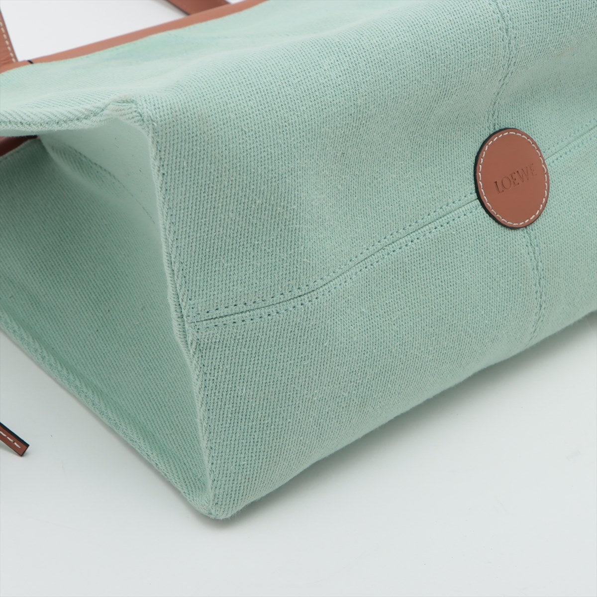 Loewe Cushion Canvas & leather Tote bag Green