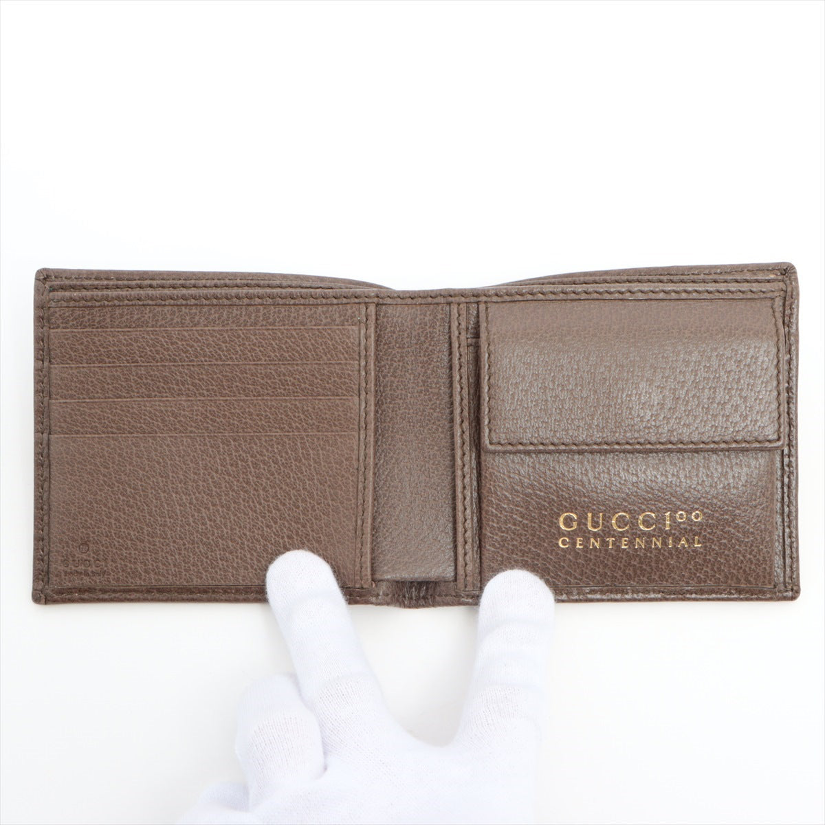 Gucci 676239 Leather Compact Wallet Brown