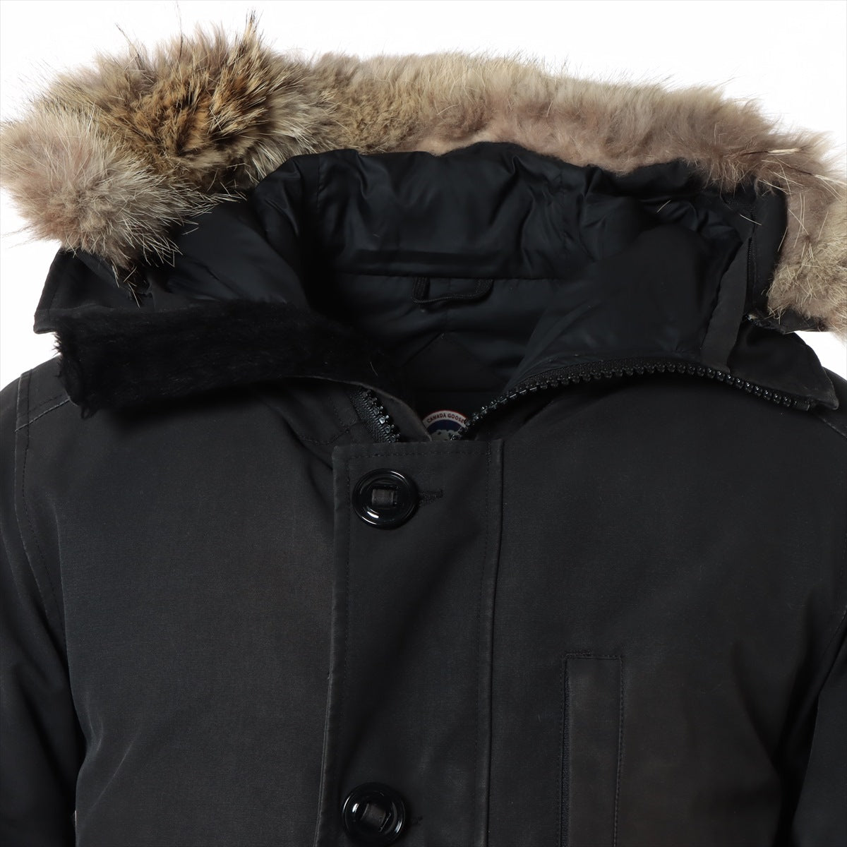 Canada Goose JASPER Cotton x polyester x nylon Down jacket S/P Black  3438JM Sotheby Removable fur There is burns Dirt in a few places The cuffs are flabby