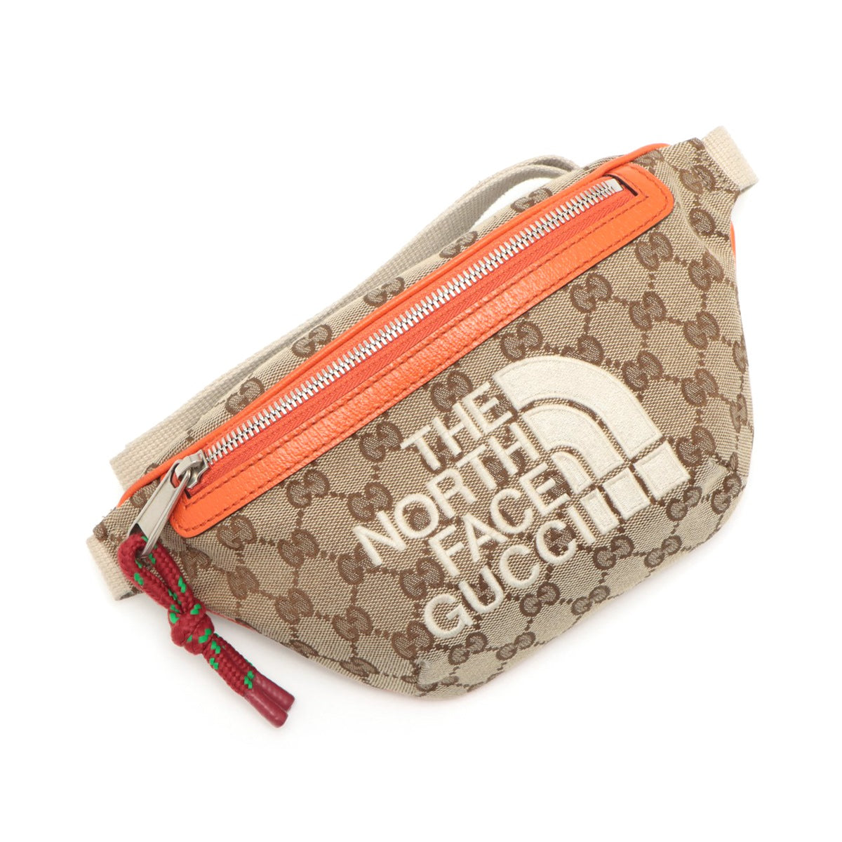Gucci x North Face GG Canvas Canvas & leather Sling backpack Beige x orange 650299