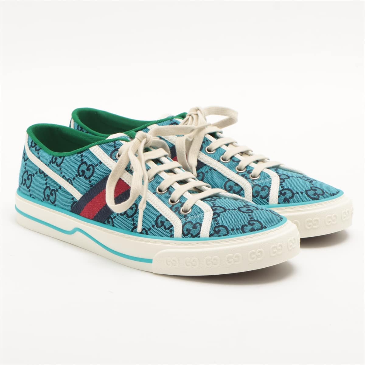 Gucci GG Canvas canvass Sneakers 6+ Men's Blue Tennis 1977 There is a box