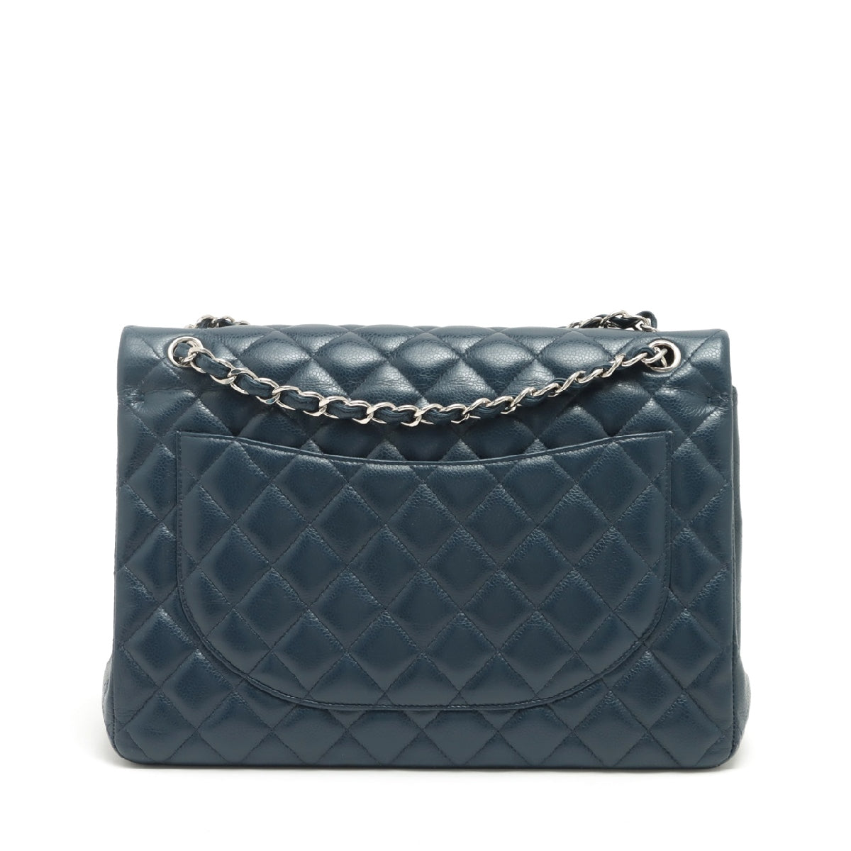 Chanel Big Matelasse Caviarskin Double flap Double chain bag Blue Silver Metal fittings 15XXXXXX