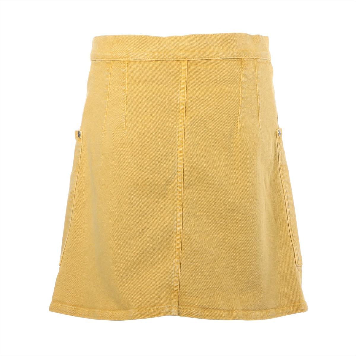 Chanel Coco Button Cotton Skirt 36 Ladies' Yellow gold  denim zip up miniskirt P56375V42677