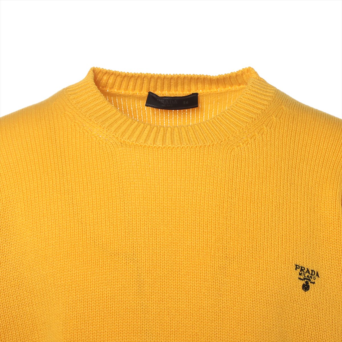 Prada 22SS Cashmere Knit 54 Men's Yellow  Triangle logo UMB354 Oversized