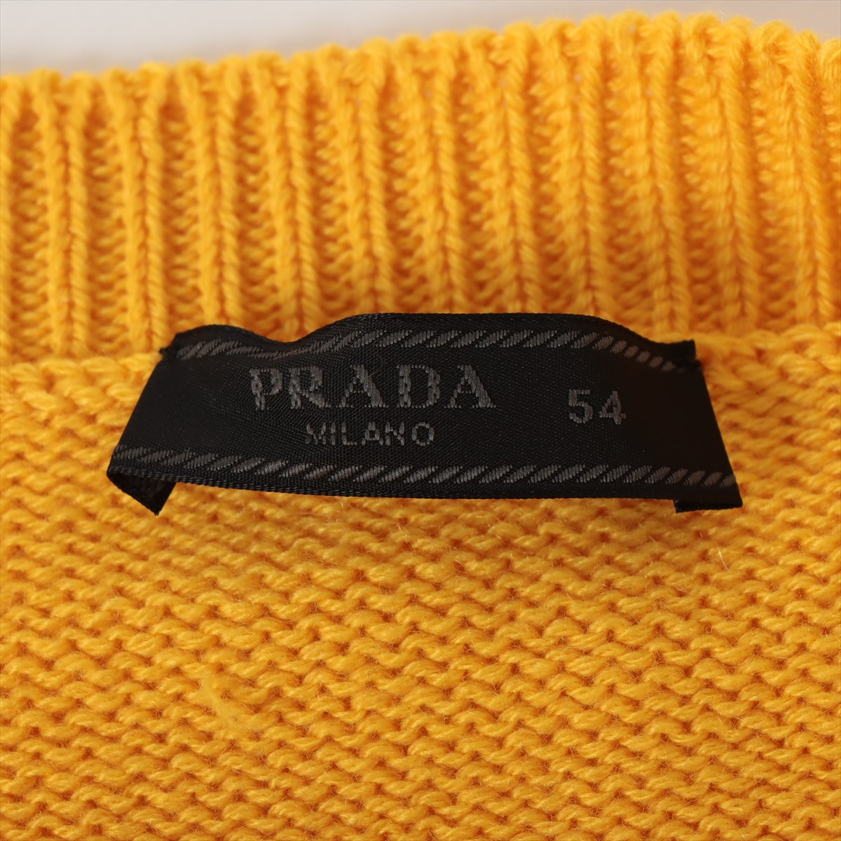 Prada 22SS Cashmere Knit 54 Men's Yellow  Triangle logo UMB354 Oversized