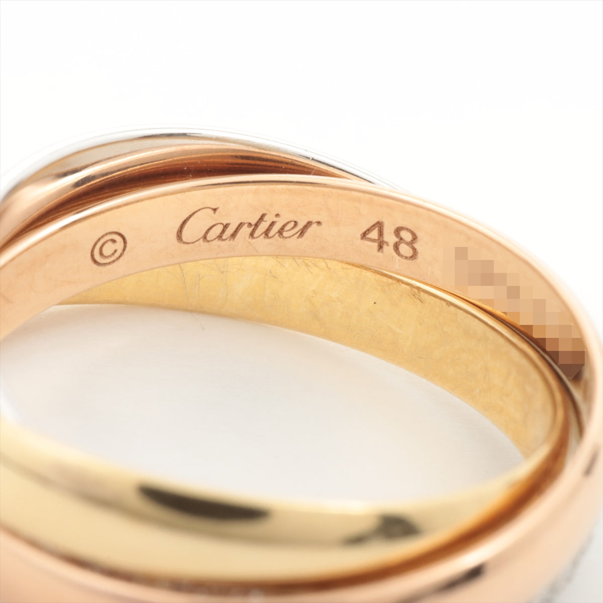 Cartier Trinity Pavé diamond rings 750(YG×PG×WG) 4.3g 48