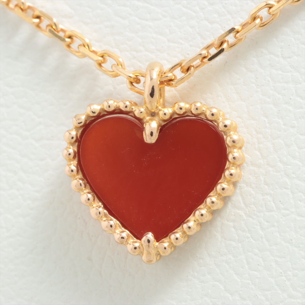 Van Cleef & Arpels Sweet Alhambra hearts Carnelian Necklace 750(YG) 2.4g