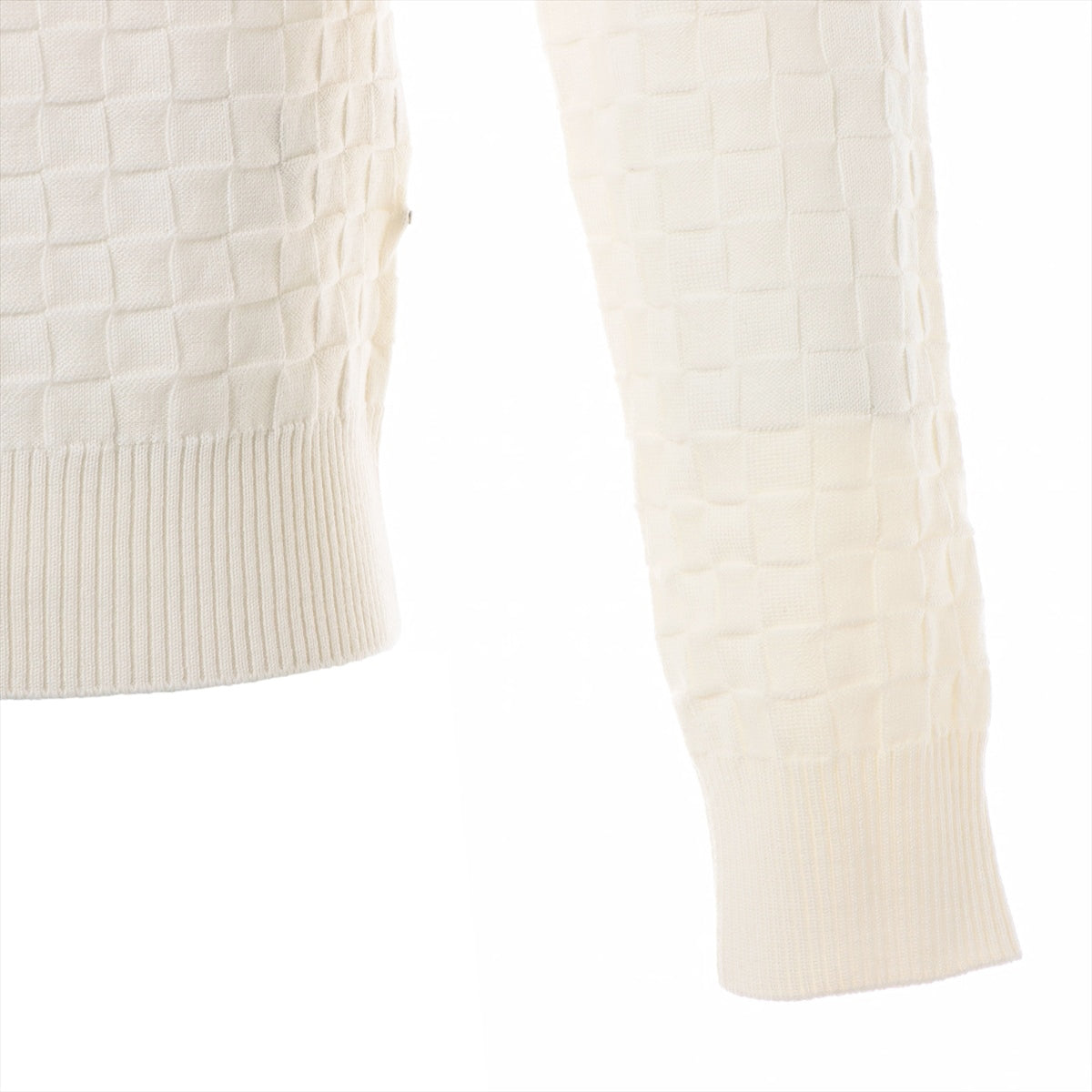 Louis Vuitton 21AW Wool Knit XS Men's Ivory  Damier full pattern crew neck Thin RM212Q