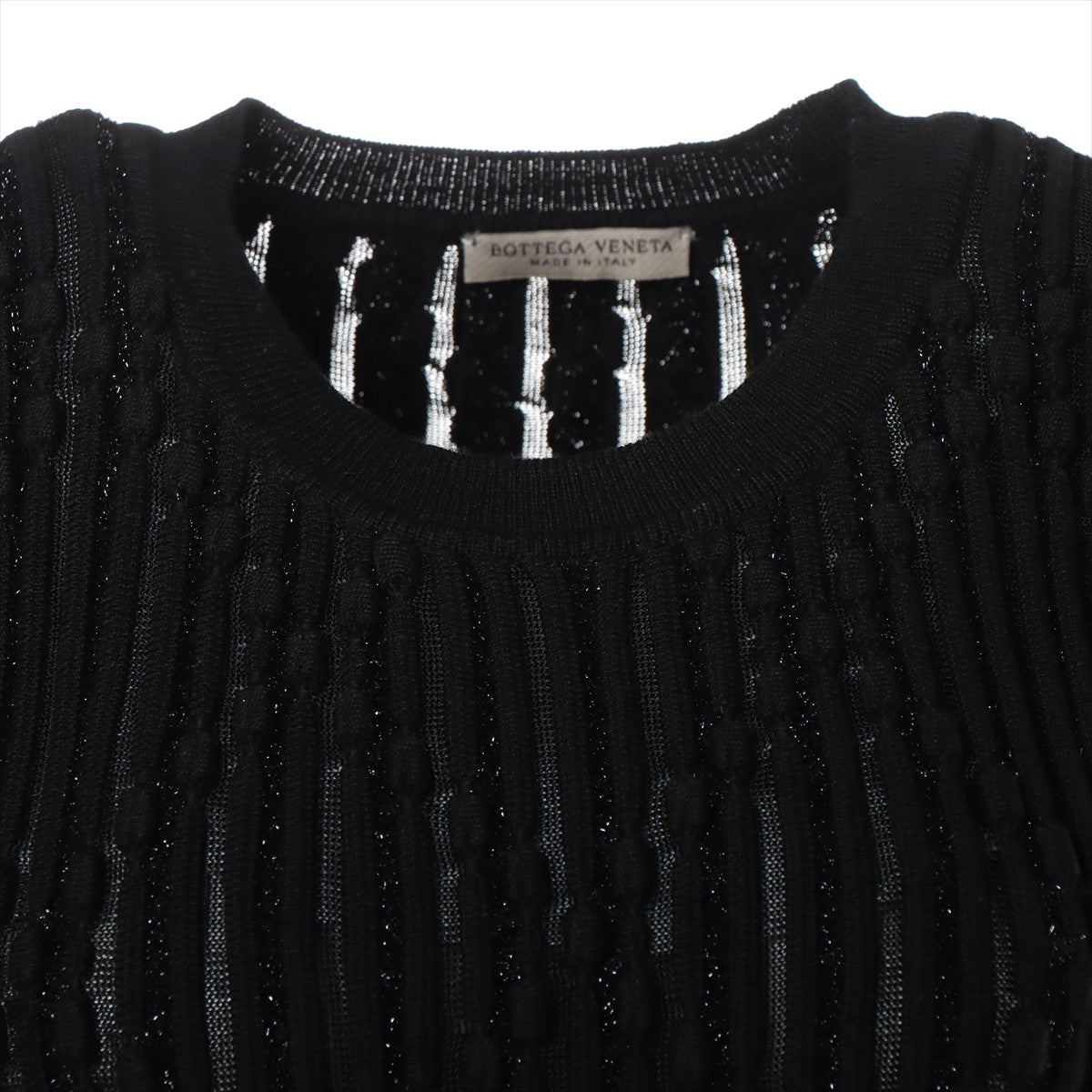 Bottega Veneta 17 years Rayon x nylon x wool Knit dress 38 Ladies' Black Missing belt flaring Metallic 483812
